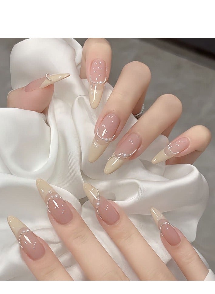 سنسيب اضغط على الأظافر بطرف فرنسي - عبوة من الجل الناعم للأظافر الصناعية الفرنسية القصيرة، اضغط على الأظافر بجودة صالونات التجميل، وأظافر لاصقة سلسة لتقليم الأظافر النسائية - Image 2