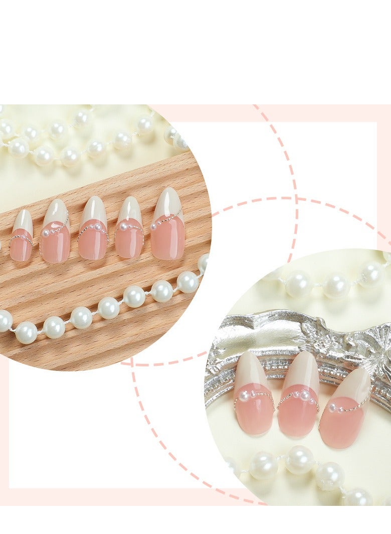 سنسيب اضغط على الأظافر بطرف فرنسي - عبوة من الجل الناعم للأظافر الصناعية الفرنسية القصيرة، اضغط على الأظافر بجودة صالونات التجميل، وأظافر لاصقة سلسة لتقليم الأظافر النسائية - Image 4