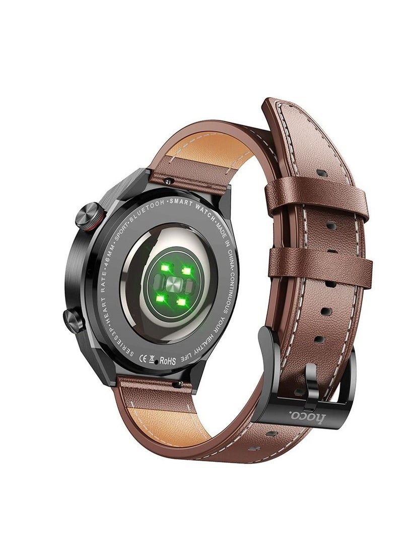 هوكو Hoco Y11 1.5 بوصة ساعة ذكية بلوتوث 5.0 رجال الأعمال نمط الأعمال حزام جلد ساعة مكالمة مراقبة معدل ضربات القلب IP68 مقاوم للماء - Image 4