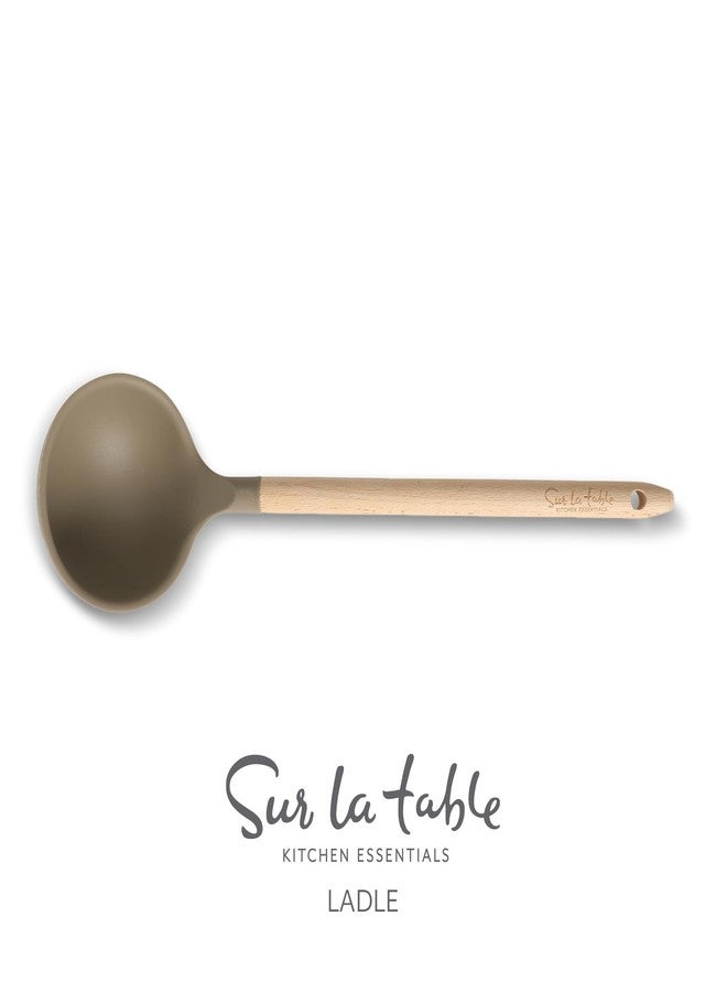 Sur La Table Kitchen Essential Chef's Toolkit Silicone Soup Ladle with Beechwood handle - Taupe - Image 2