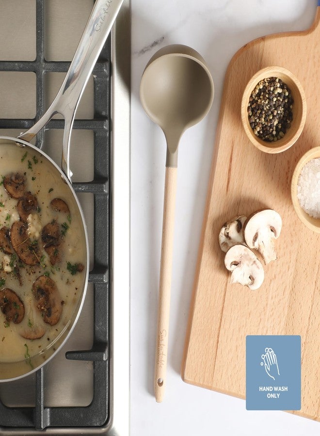 Sur La Table Kitchen Essential Chef's Toolkit Silicone Soup Ladle with Beechwood handle - Taupe - Image 5
