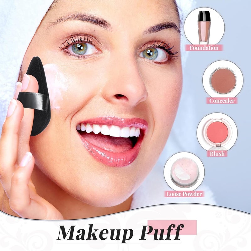 Patelai 2 Pcs Powder Puff Makeup Puff Triangle Powder Puff Soft Powder Sponge Reusable Triangle Sponges with Strap for Loose Powder Cosmetic Foundation Wet Dry Makeup (Black) - Image 5