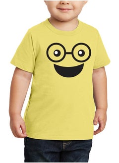 PRINTSHOP4ME Pack of 5 Kids Yellow Smiley Face T-Shirts - Kids Unisex Round Neck Cotton Short Sleeve Tees - Soft and Comfortable Emoji T-Shirts for Kids  - Image 3