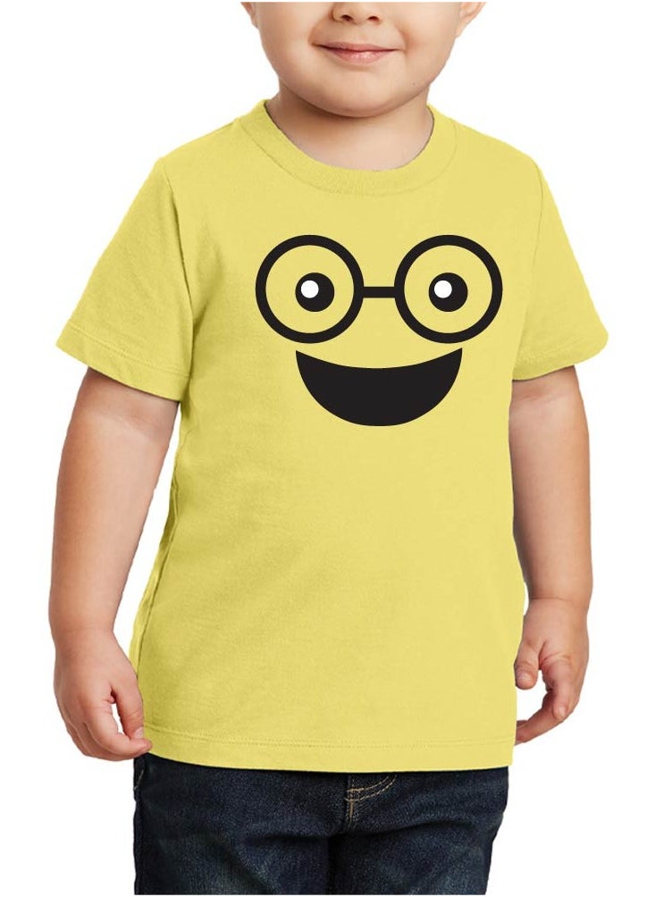 PRINTSHOP4ME - Pack of 5 Kids Yellow Smiley Face T-Shirts - Kids Unisex Round Neck Cotton Short Sleeve Tees - Soft and Comfortable Emoji T-Shirts for Kids - Image 1