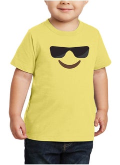 PRINTSHOP4ME Pack of 5 Kids Yellow Smiley Face T-Shirts - Kids Unisex Round Neck Cotton Short Sleeve Tees - Soft and Comfortable Emoji T-Shirts for Kids  - Image 4