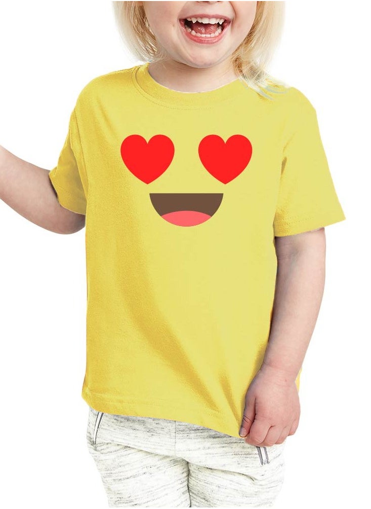 PRINTSHOP4ME - Pack of 5 Kids Yellow Smiley Face T-Shirts - Kids Unisex Round Neck Cotton Short Sleeve Tees - Soft and Comfortable Emoji T-Shirts for Kids - Image 1