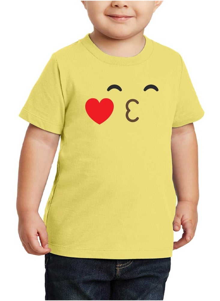 PRINTSHOP4ME - Pack of 5 Kids Yellow Smiley Face T-Shirts - Kids Unisex Round Neck Cotton Short Sleeve Tees - Soft and Comfortable Emoji T-Shirts for Kids - Image 1