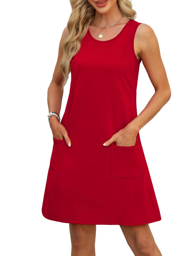 OFEEFAN Summer Sundresses for Women Casual Beach Cover Ups Red Dresses for Women Party Valentines Day M - Image 3