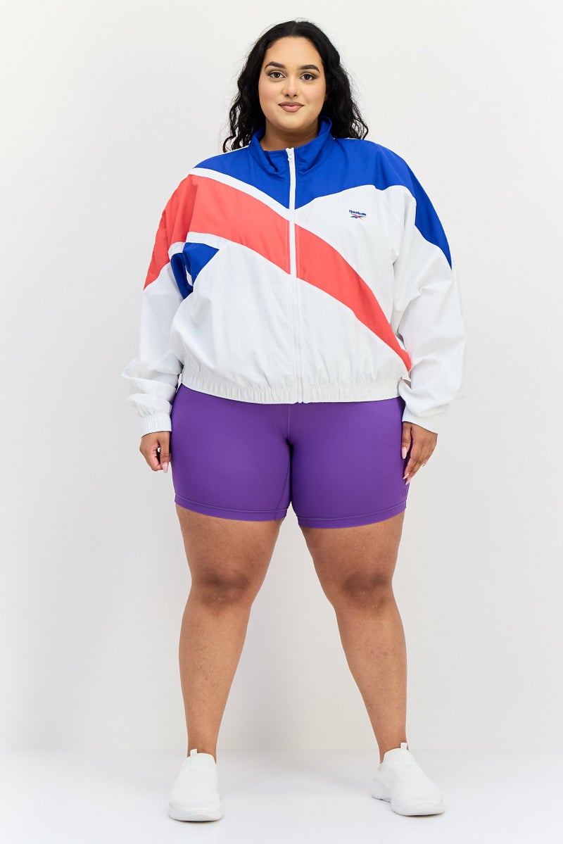 Reebok جاكيت خارجي طويل الأكمام للنساء بمقاسات كبيرة، متعدد الألوان - Image 2