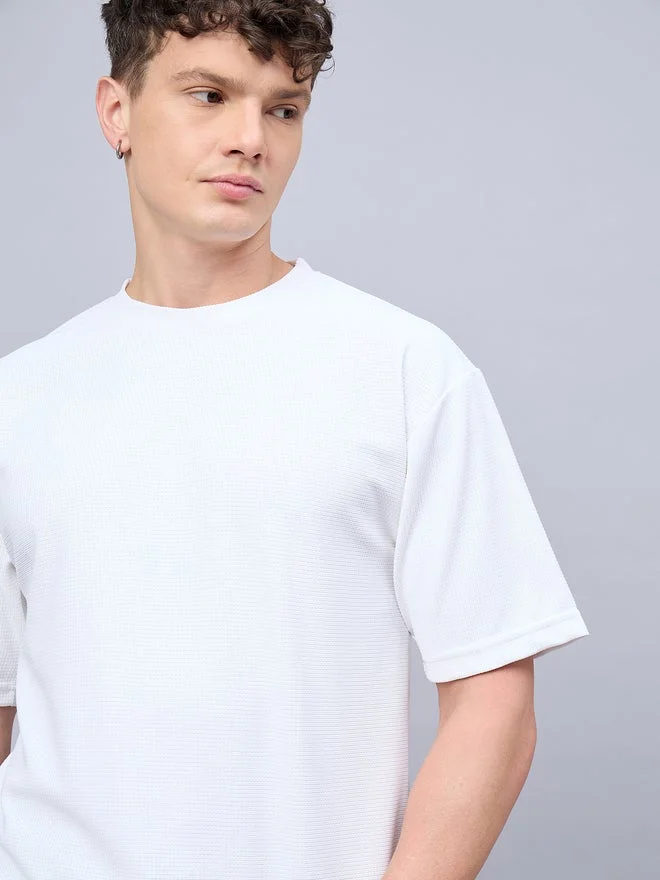 تايك تو REPRISE White Textured Oversized T-Shirts