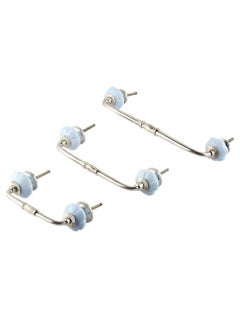Indian-Shelf IndianShelf 1 Pack Glass Grey Drawer Pulls T Bar Vintage Kitchen Cabinet Handles Silver Hardware 4 Hole to Hole Dresser Door Handle BH303GFK109 