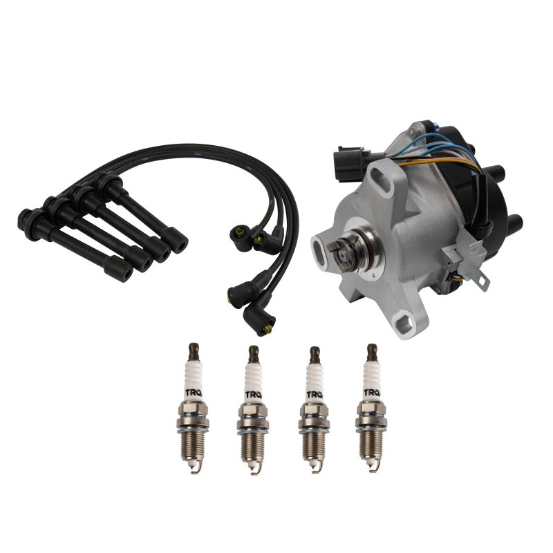 TRQ Ignition Kit Distributor Spark Plugs Wire Set Compatible with 19992000 Honda Civic