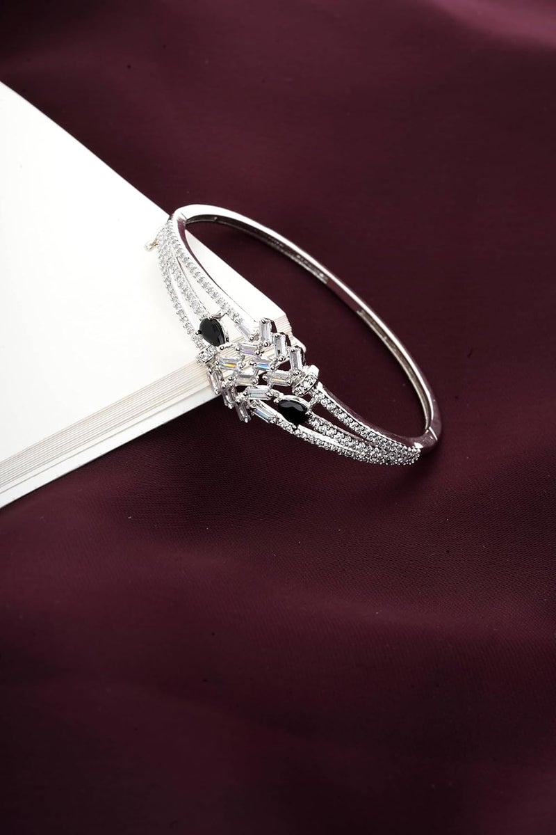 STYOLLO American Diamond Silver Bracelet for Women and Girls Stylish with Elegant Pear Shaped Crystal Stones | Trendy Girl's Fashion Jewelry | Perfect for Parties, Weddings, and Gifting-Set of 1 - Image 5