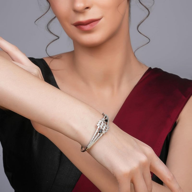 STYOLLO American Diamond Silver Bracelet for Women and Girls Stylish with Elegant Pear Shaped Crystal Stones | Trendy Girl's Fashion Jewelry | Perfect for Parties, Weddings, and Gifting-Set of 1 - Image 4