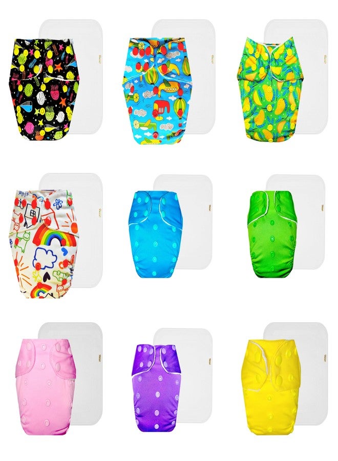 Dumbledo Premium Cloth Diaper with Cotton Insert (Pack of 9) | Snug Fit | Breathable | Easy to Clean | Trusted by Moms | 3 Months - 3 Years | Unisex Baby - Image 1