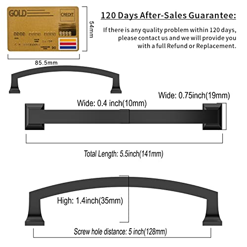 Amerdeco 10 Pack Matte Black 5 Inch(128mm) Hole Centers Kitchen Cabinet Pulls Cabinet Hardware Kitchen Handles for Cabinets Cupboard Handles Drawer Pulls ZH0009MB - Image 3