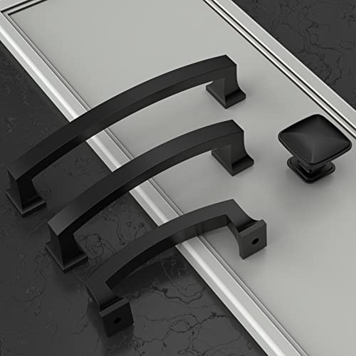 Amerdeco 10 Pack Matte Black 5 Inch(128mm) Hole Centers Kitchen Cabinet Pulls Cabinet Hardware Kitchen Handles for Cabinets Cupboard Handles Drawer Pulls ZH0009MB - Image 2