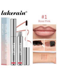 Peel Off Lip Liner Tattoo, Peel Off Lip Stain Long Lasting Lip Stain Peel Off Infused with Hyaluronic Acid and Vitamin E Waterproof Long Lasting Highly Pigmented Matte Lip Tint Rose Pink #01