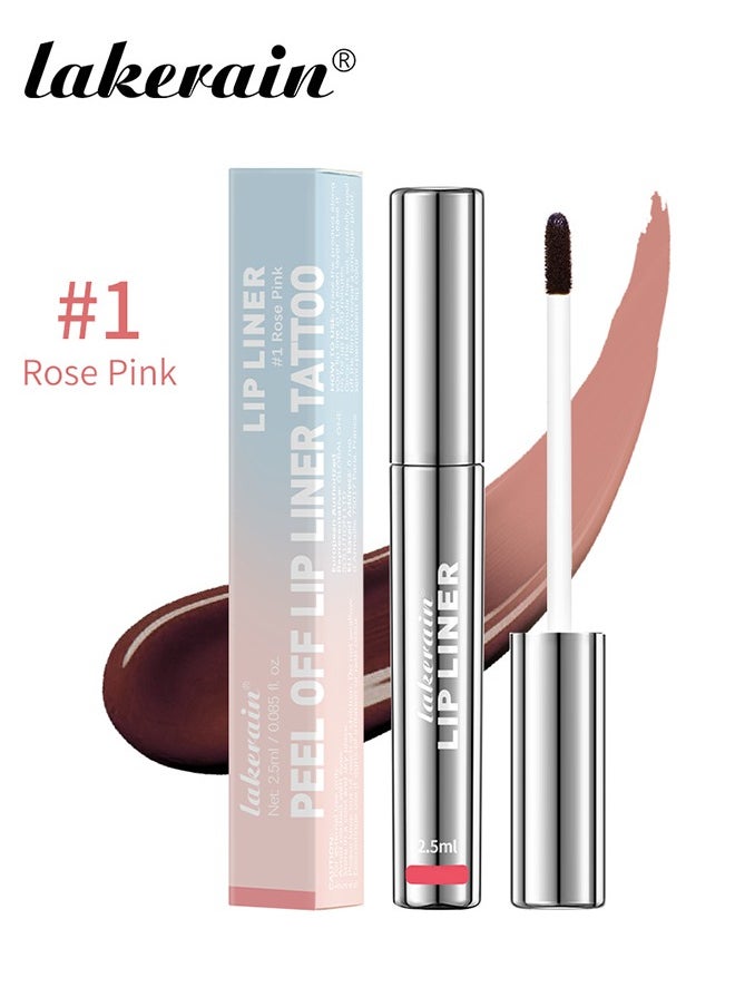 lakerain - Peel Off Lip Liner Tattoo, Peel Off Lip Stain Long Lasting Lip Stain Peel Off Infused with Hyaluronic Acid and Vitamin E Waterproof Long Lasting Highly Pigmented Matte Lip Tint Rose Pink #01 - Image 1