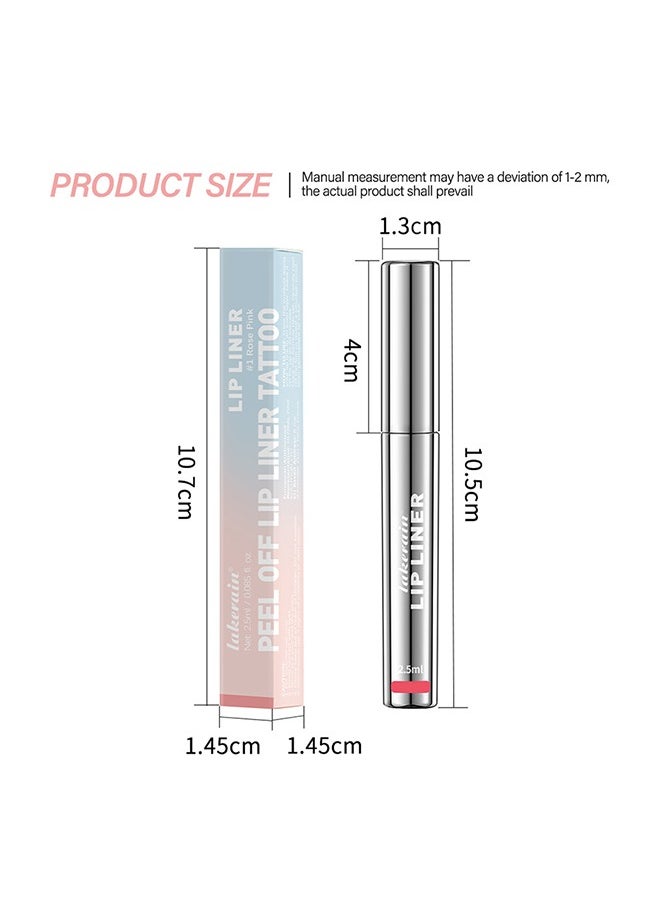 lakerain - Peel Off Lip Liner Tattoo, Peel Off Lip Stain Long Lasting Lip Stain Peel Off Infused with Hyaluronic Acid and Vitamin E Waterproof Long Lasting Highly Pigmented Matte Lip Tint Rose Pink #01 - Image 1