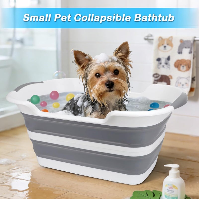 ddLUCK Indoor outdoor use Multi-Functional Collapsible Dog Bathtub with Drainage Hole, Portable Foldable Small Pets Bathtub, Washing Tub Bathing Tub for Puppy Small Dogs Cats (Gray) Global production standard crafted - Image 2