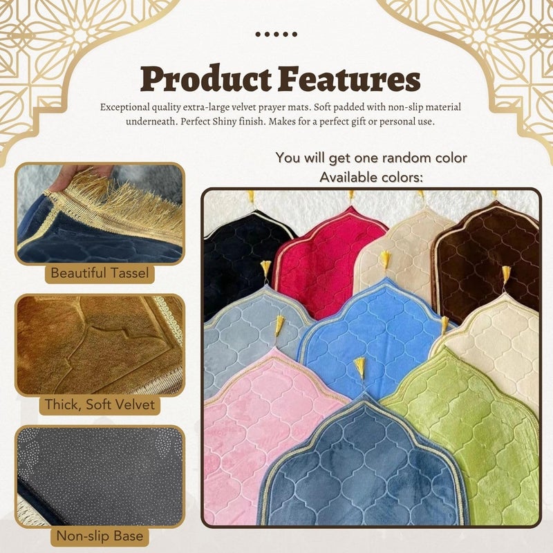 Home Smart Modern Confortable Prayer Mat Assorted Color for Home and Travel Non Slip Soft Velvet and Premium Quality Size 70x110cm - Image 3