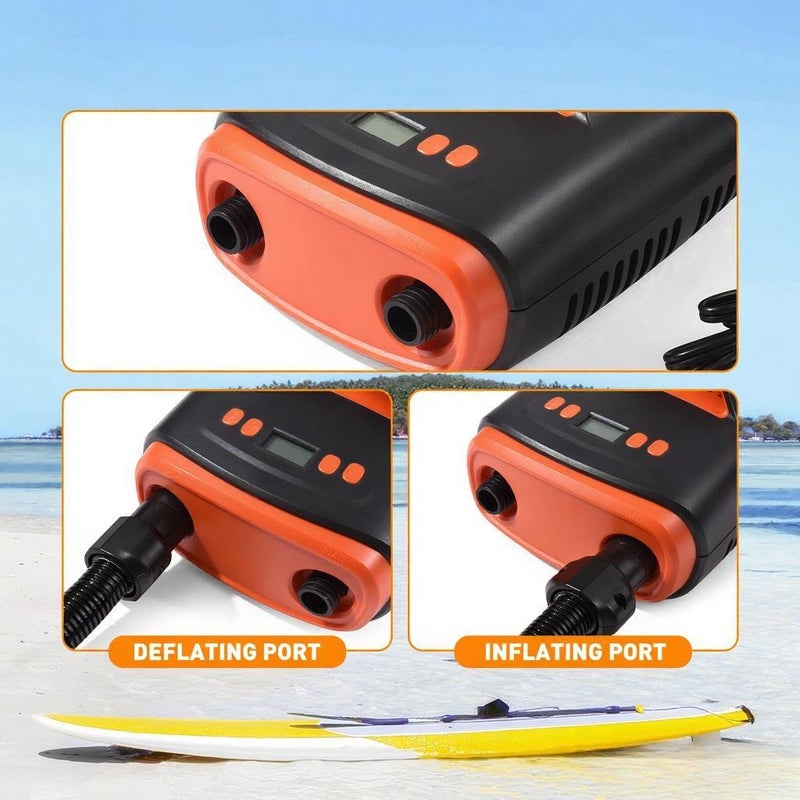 Electric SUP Air Pump: 12V DC Car Connector, 22PSI High Pressure, Dual-Stage Inflation, Digital LCD Display - Orange Detachable Hose SUP Inflator Pump for Stand Up Paddle Boards, Airbeds, Rafts - Image 4