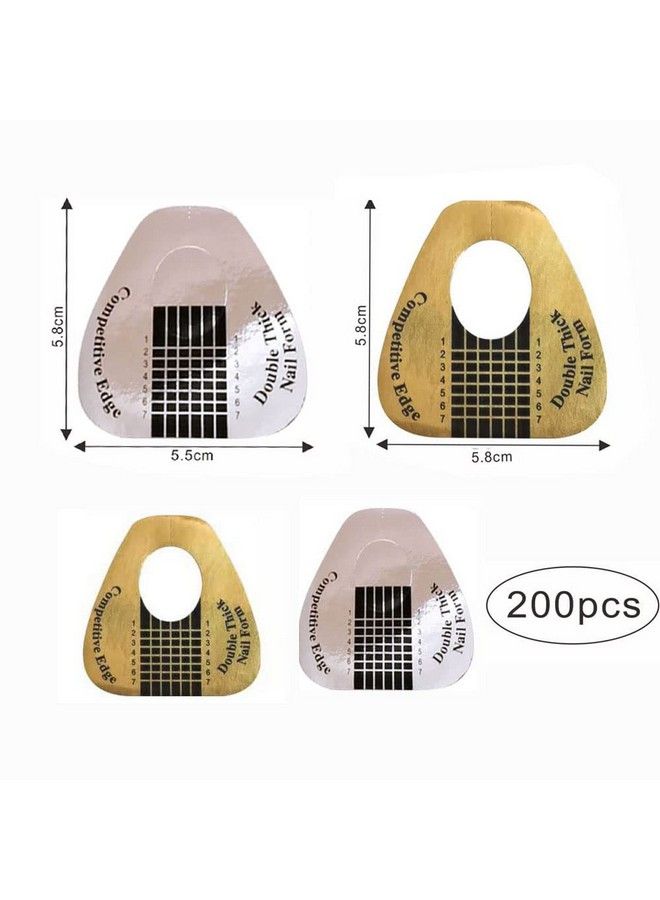 VNC 200Pcs Long Nail Forms Set 100 Pcs Gold + 100 Pcs Silver Nail Form Guide Stickers Thick Nail Art Tips Extension Forms Durable Acrylic Nail Paper Forms Numbers Marked Nail Former Stickers - Image 3