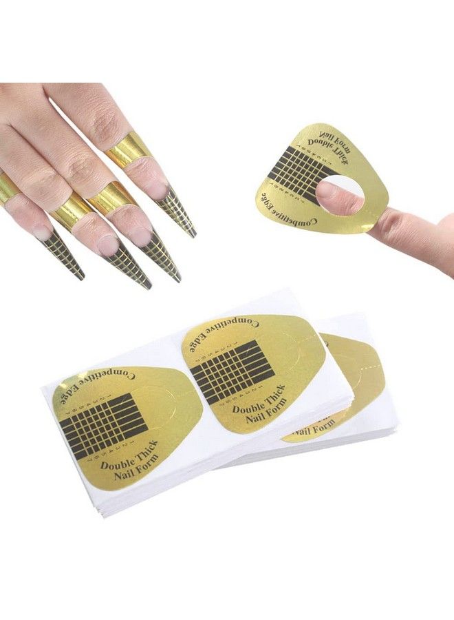 VNC 200Pcs Long Nail Forms Set 100 Pcs Gold + 100 Pcs Silver Nail Form Guide Stickers Thick Nail Art Tips Extension Forms Durable Acrylic Nail Paper Forms Numbers Marked Nail Former Stickers - Image 4