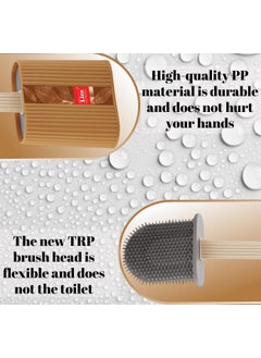 Nabhya Nabhya Combo of 3 Pc Set of Silicone Toilet Brush Anti-Drip Set,Toilet Bowl Cleaner Brush for Bathroom, No-Slip Long Handle (Brown & Darkgrey & Beige)  - Image 5