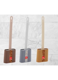 Nabhya Nabhya Combo of 3 Pc Set of Silicone Toilet Brush Anti-Drip Set,Toilet Bowl Cleaner Brush for Bathroom, No-Slip Long Handle (Brown & Darkgrey & Beige)  - Image 1