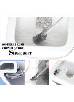 Nabhya Nabhya Combo of 3 Pc Set of Silicone Toilet Brush Anti-Drip Set,Toilet Bowl Cleaner Brush for Bathroom, No-Slip Long Handle (Brown & Darkgrey & Beige)  - Image 4