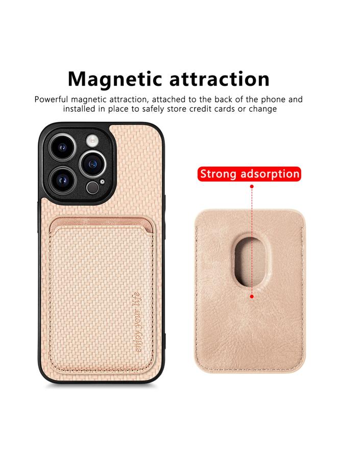 Zaboon Case For iPhone 13 Pro Carbon Fiber Leather Card Magsafe Magnetic Phone Case - Image 4
