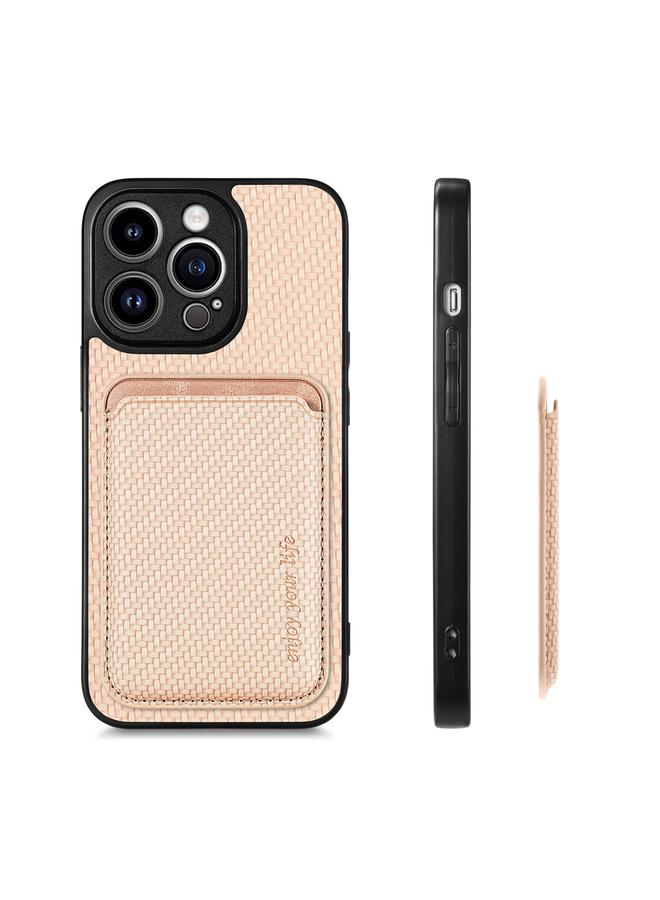 Zaboon Case For iPhone 13 Pro Carbon Fiber Leather Card Magsafe Magnetic Phone Case - Image 2