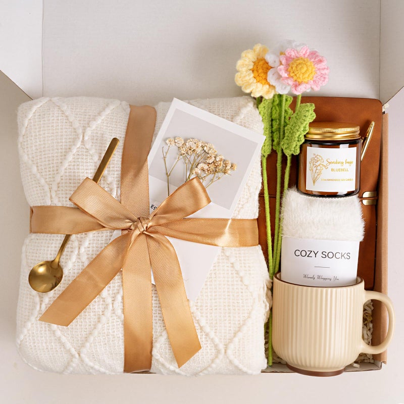 Giftissimo Birthday Gifts for Women - Get Well Soon Self Care Gift Baskets, Thinking of You Care Package Box for Women Her Mom Sister Wife Girlfriend Best Friend Grandma Coworker (White) - Image 3