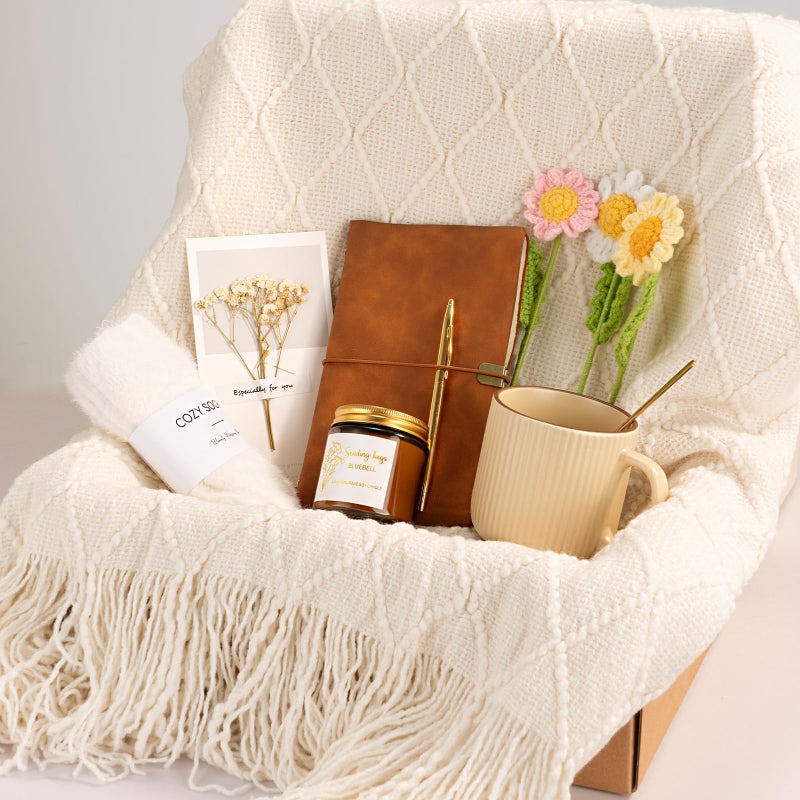 Giftissimo Birthday Gifts for Women - Get Well Soon Self Care Gift Baskets, Thinking of You Care Package Box for Women Her Mom Sister Wife Girlfriend Best Friend Grandma Coworker (White) - Image 2