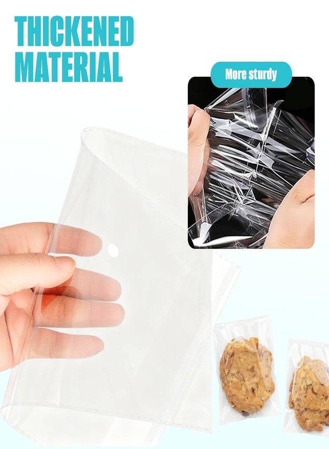 TOPWEL 500x Clear Flat Cello/Cellophane Treat Bag 6x8 inch(1.2mil Gift Basket Supplies - Image 4