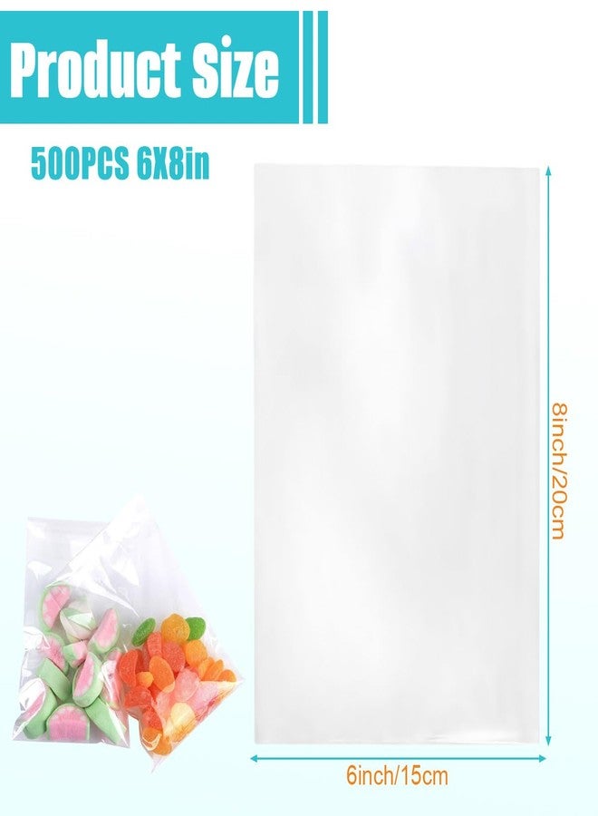 TOPWEL 500x Clear Flat Cello/Cellophane Treat Bag 6x8 inch(1.2mil Gift Basket Supplies - Image 2
