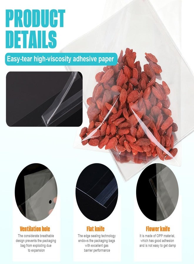 TOPWEL 500x Clear Flat Cello/Cellophane Treat Bag 6x8 inch(1.2mil Gift Basket Supplies - Image 3