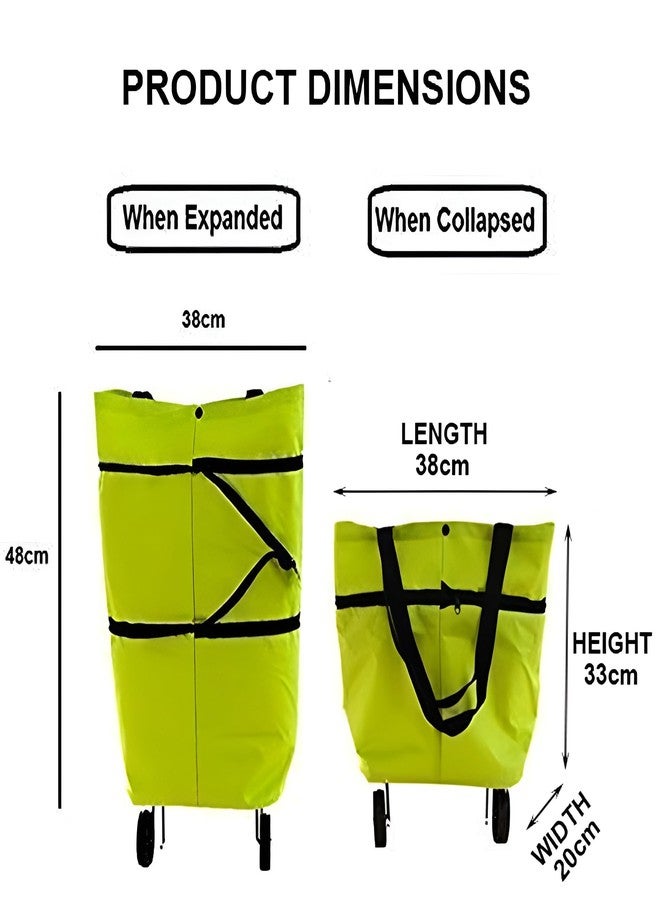 Aseenaa Foldable Shopping Trolley Bag with Wheels, Waterproof Portable Storage Cart for Some Vegetable, Grocery, Carry Bag for Outdoor Travel for Girls Women Men - Image 3