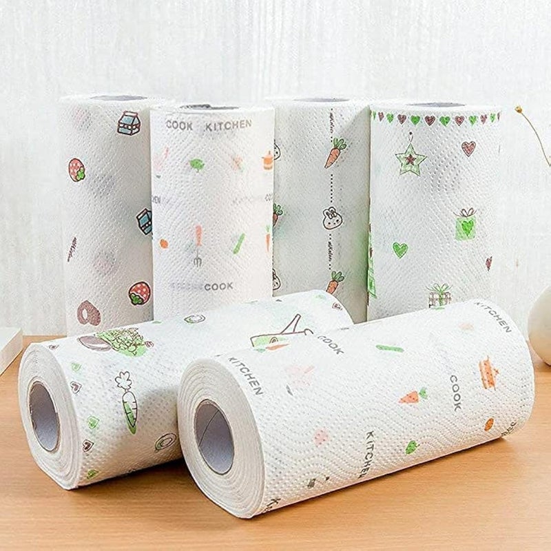 Six Sigma SIXSIGMA® Non-Woven Kitchen Printed Tissue Roll Non-stick Oil-Absorbing Paper Roll Kitchen Special Paper Towel Wipe Paper Cleaning Tools Ideal for the Kitchen Bowl, Dish and Pot (Multicolor) Pack 1 - Image 1