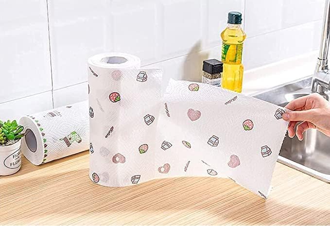 Six Sigma SIXSIGMA® Non-Woven Kitchen Printed Tissue Roll Non-stick Oil-Absorbing Paper Roll Kitchen Special Paper Towel Wipe Paper Cleaning Tools Ideal for the Kitchen Bowl, Dish and Pot (Multicolor) Pack 1 - Image 5