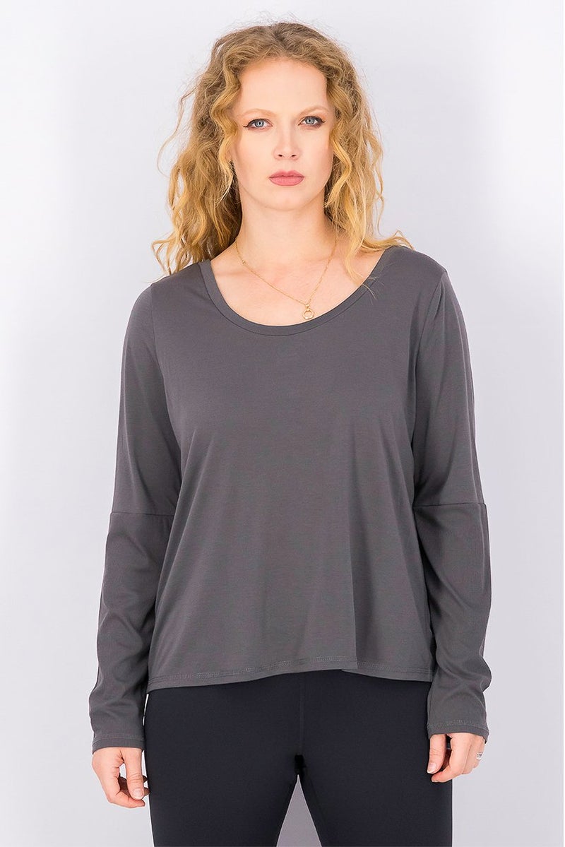 Tchibo Women Sportswear Fit Long Sleeve Outdoor Top, Grey  - Image 1