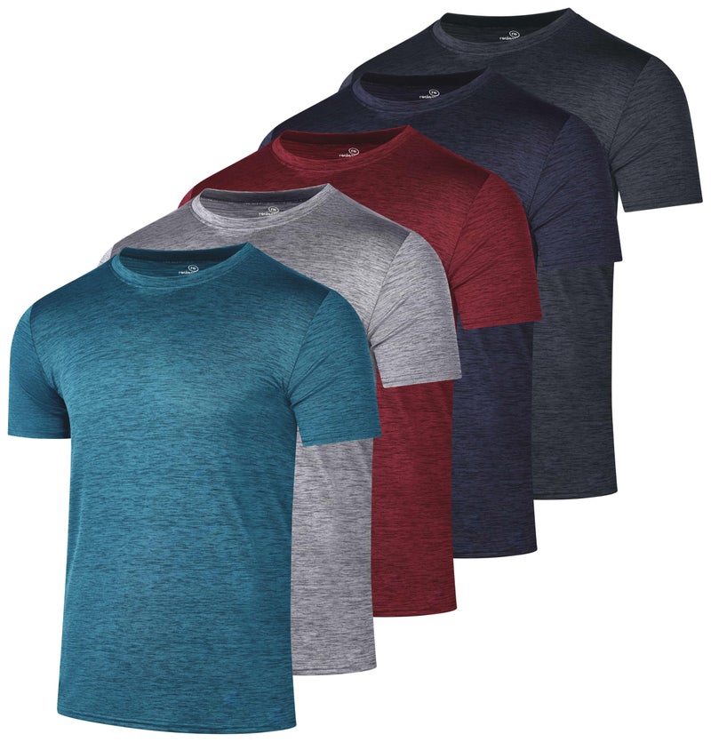REALESSENTIALS Real Essentials 5 Pack: Menâ€™s Short Sleeve Dry Fit T-Shirts â€“ Moisture Wicking Athletic Workout Gym Fitness Casual Tees, Set 1, X-Large - Image 1