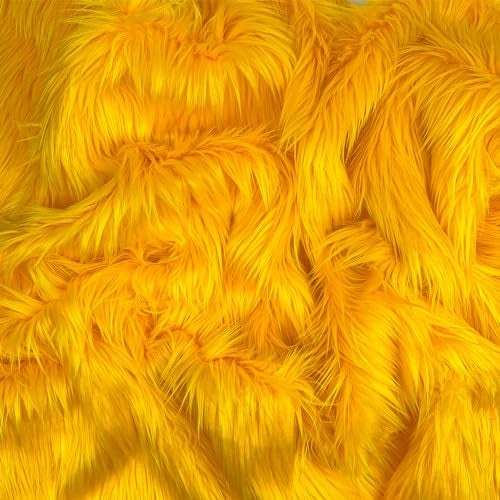 Barcelonetta | Faux Fur Fabric | Soft & Plush | Costume, Upholstery, Decoration, Sewing Material | Fluffy, Fuzzy | Shaggy, Long Pile (Yellow, 10" X 10") - Image 1