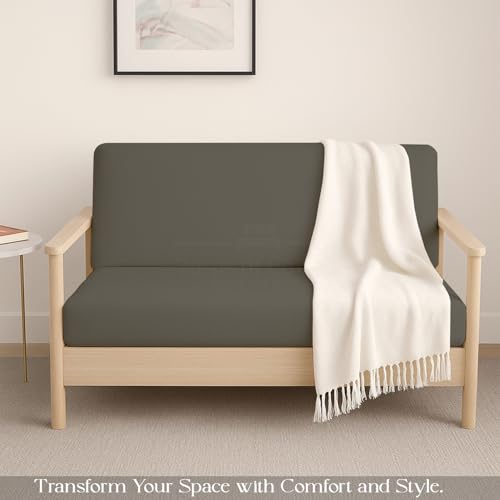 Yarns of Cotton Queen Size Armless Futon Covers - 100% Egyptian Cotton Futon Slipcovers - Zippered Couch Cover Sofa Bed Protector, Sleeper Sofa Cover, Machine Washable, Dark Gray - Image 2