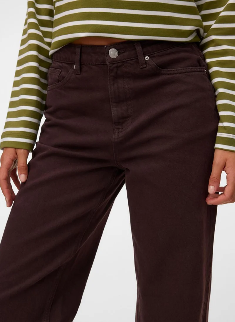 Vero Moda Chocolate Torte VMTESSA High Rise Wide Jeans for Women | Best Price UAE
