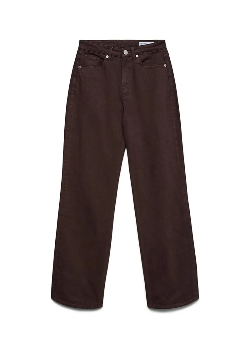 Vero Moda Chocolate Torte VMTESSA High Rise Wide Jeans for Women | Best Price UAE