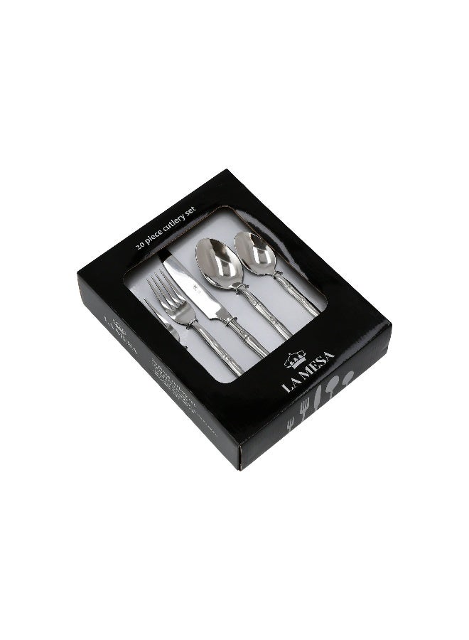 لا ميسا طقم أدوات مائدة من الفولاذ المقاوم للصدأ باللون الفضي من لا ميسا، 20 قطعة - Image 2