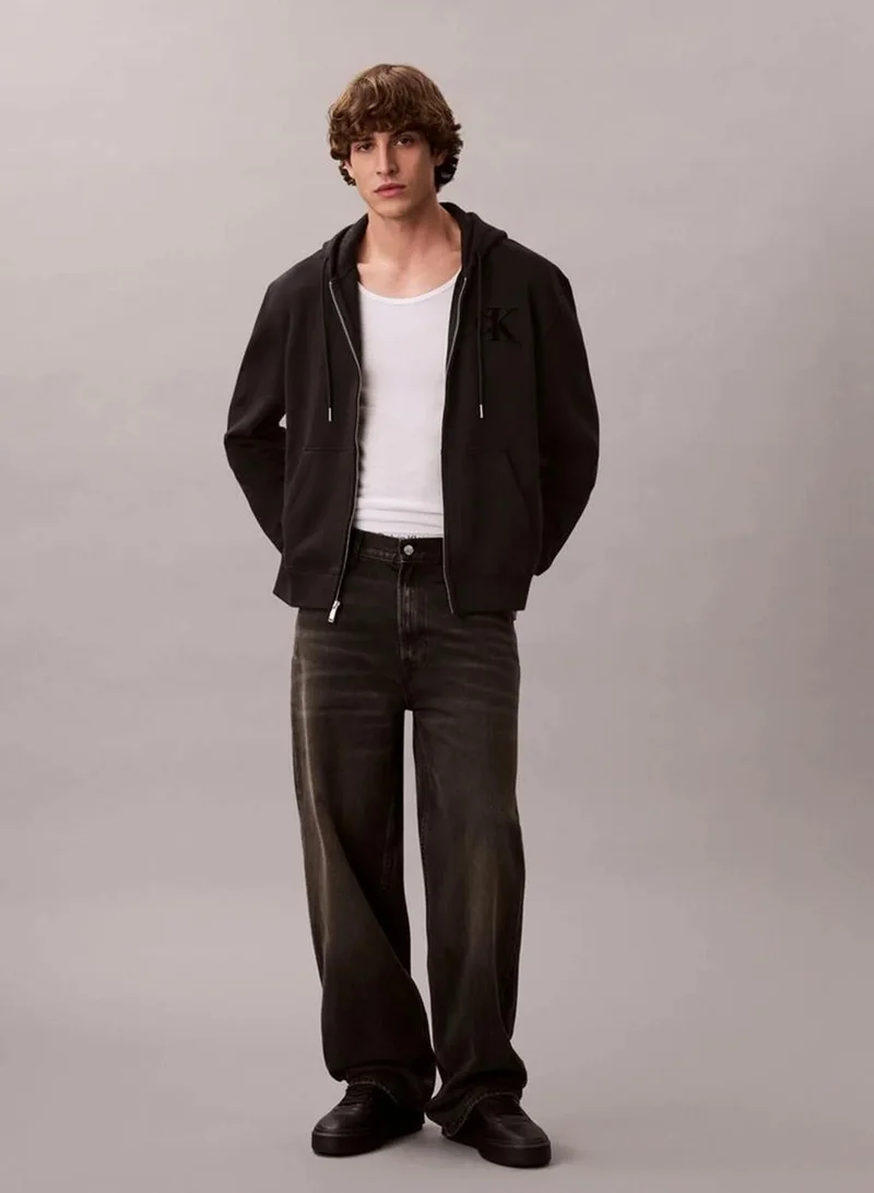 Calvin Klein Jeans  Fleece Monogram Zip Relaxed Hoodie  | Best Price UAE